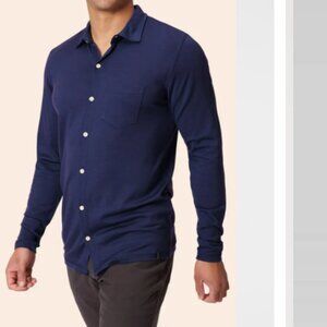 Woolly Merino Wool Long Sleeve Button Up Shirt Blue S